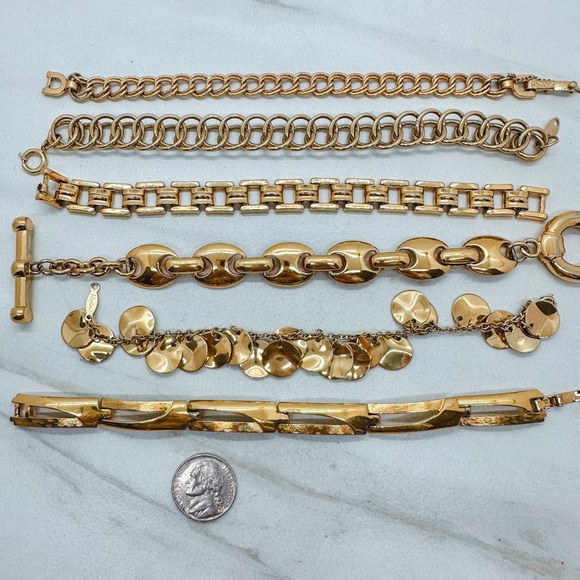 Bundle of 6 Vintage gold chunky bracelets - Picture 3 of 3